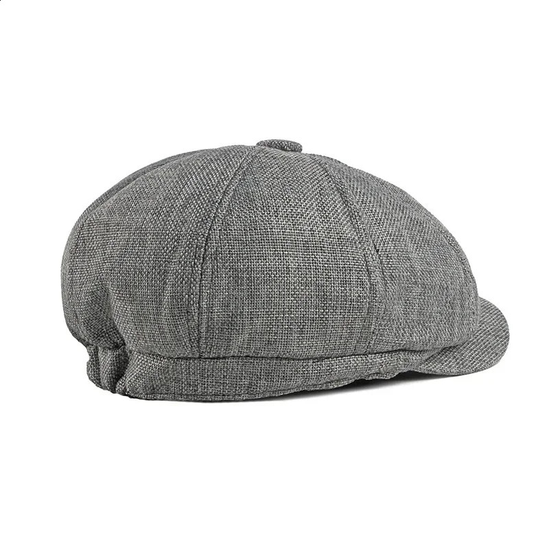 Classic linen mens beret summer breathable s boy hat Boina Hombre Gatsby hat casual womens Gorras Para Mujer flat top hat 240829