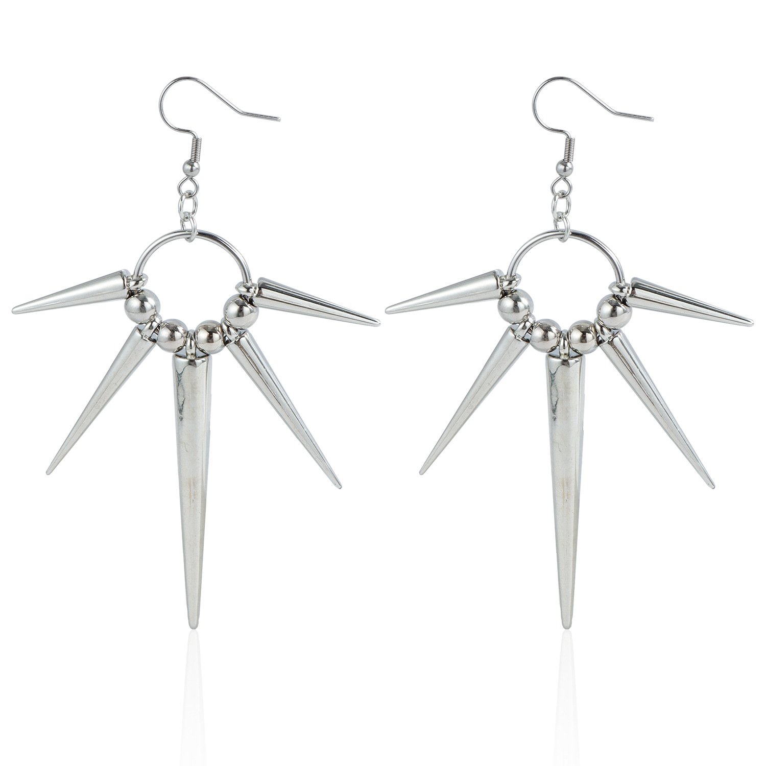 Personalized Punk Thorn Earrings Silver Plated Stainless Steel Piercing Beads Rivets Long Drop Dangle Earring Party Birthday Gifts Jewelry