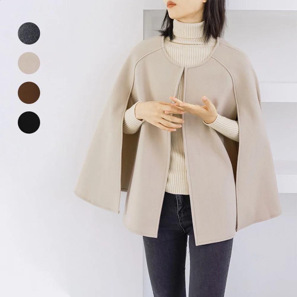 Japanese style O-neck raincoat jacket loose casual shawl jacket fashionable cardigan wool sweater for womens autumn and winter style womens cardigan j