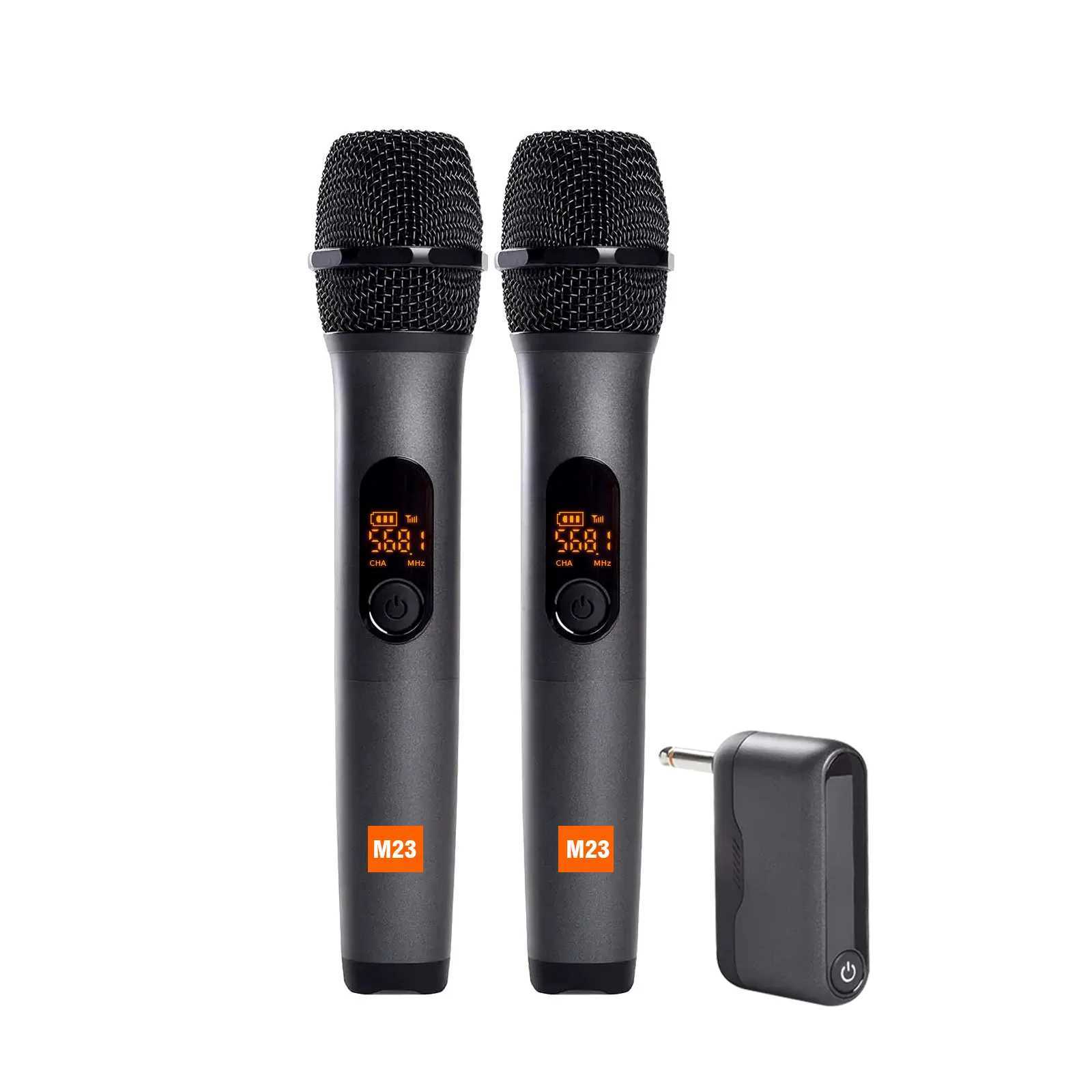 Microphones M23 UHF 2-channel wireless microphone system with charging receiver cordless handheld microphone for karaoke church parties DJ J240830