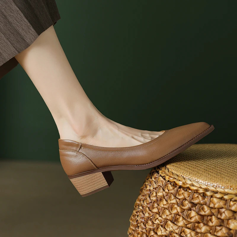 Spring Womens Pump Shallow Leather Midsole Toe Summer Womens Shoes Womens Shoes Leather Shoes 240904