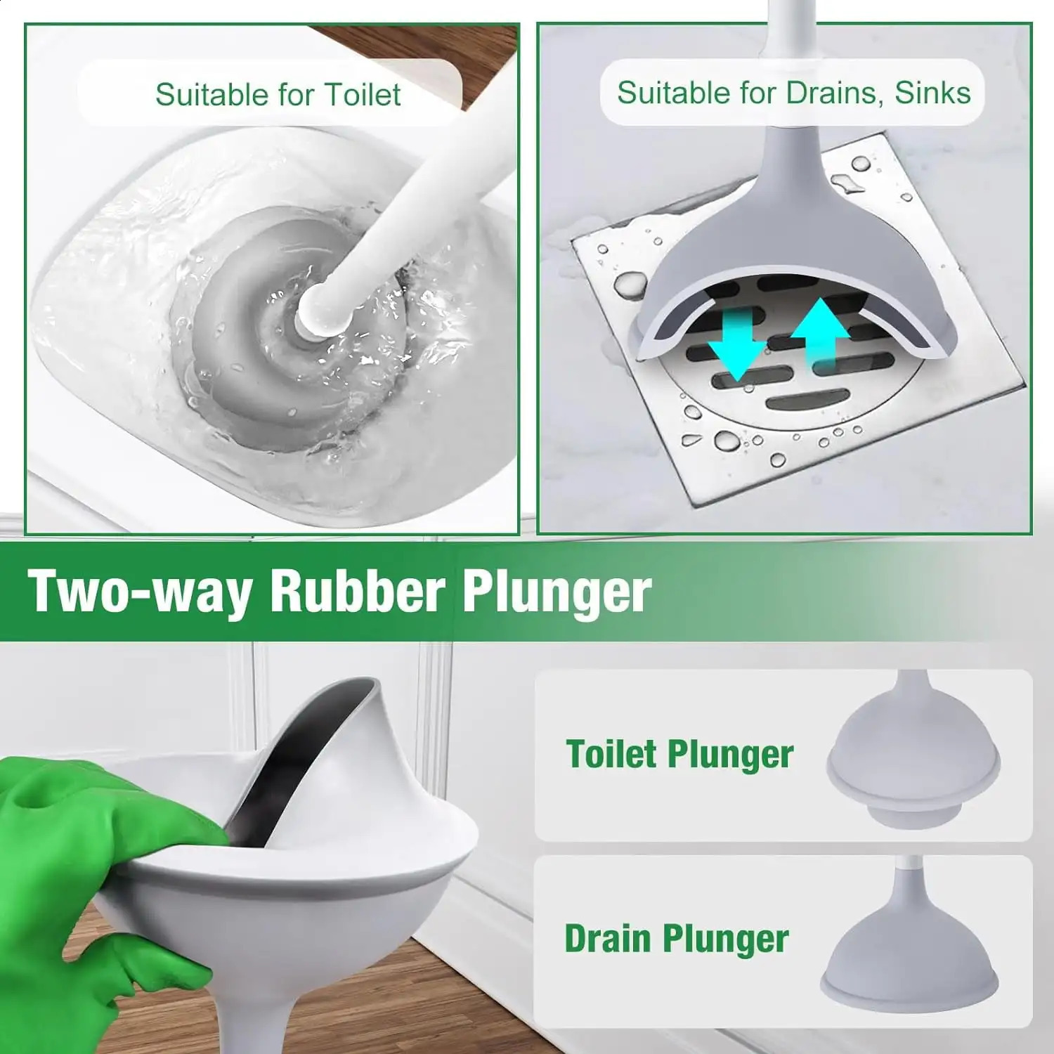 Silicone toilet plunger and brush combination set with caddy holder storage ly ed white super suction toilet plunger 240905bj