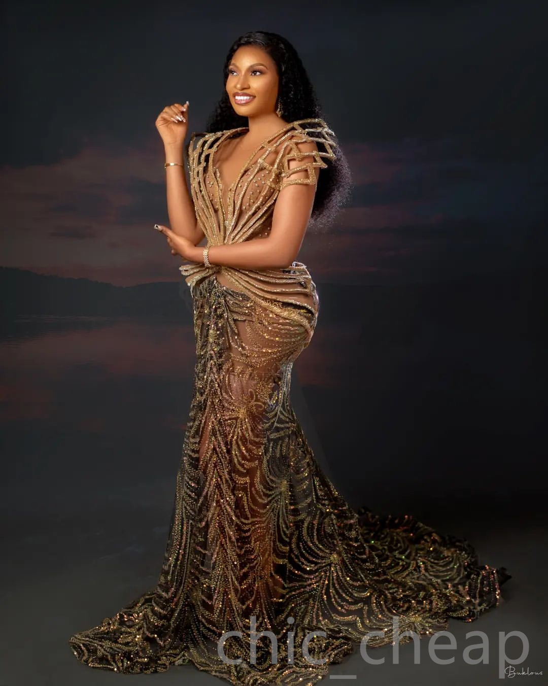 2024 Mermaid Brown Prom Dresses For Special Occasions Rhinestones Sequined Lace Illusion Evening Formal Party Second Reception Birthday Engagement Gow
