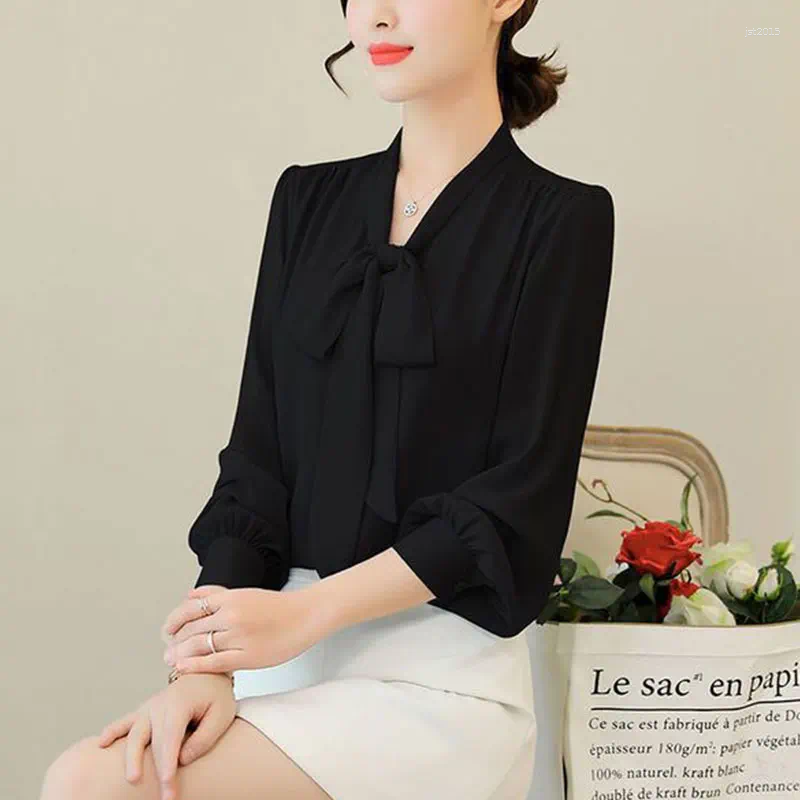 Women's Blouses Monochromatic Long Sleeve Shirts Casual Loose Tops All-match Temperament Simplicity Style Fashion Autumn