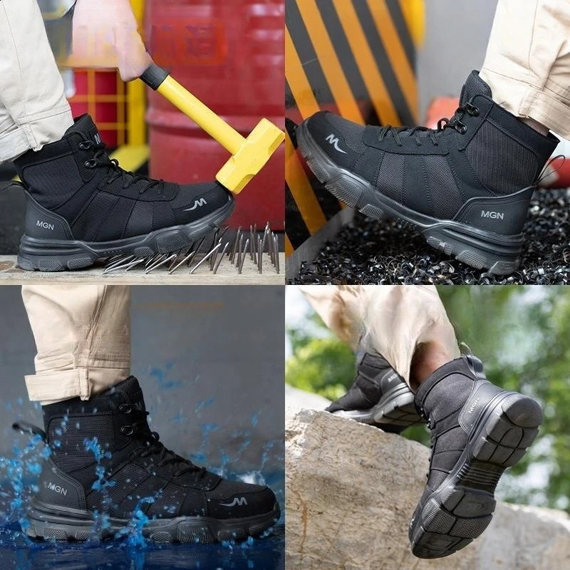 Steel Toe Cap Non Slip Industrial Men Leather Safety New Shoes Anti-Scalding Anti-Smash Anti-Puncture Work Boots 240904