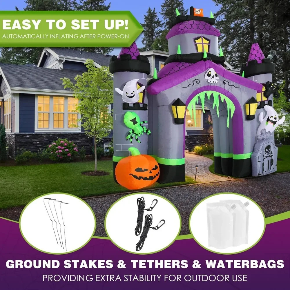 125 FT Halloween Inflatables Outdoor Decorations Haunted House Castle Archway Large 240907