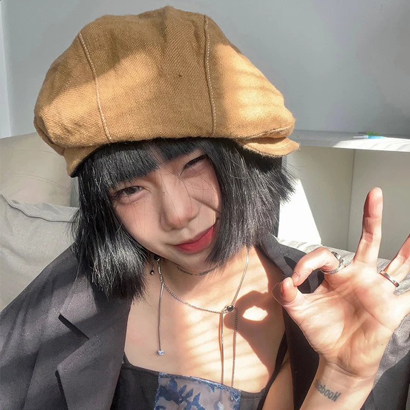 Spring and Summer Laundry Denim s Boys Hat Womens Cotton Linen Octagonal Hat British Female Painter Hat Men Boyna Beret Gorilla 240905