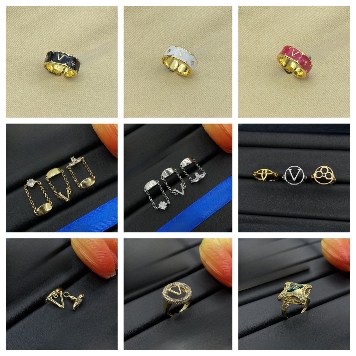 Designer ring nail ring mens ring rings designer Fashion designer ring engagement rings Gift for Women 3-piece set Open ring