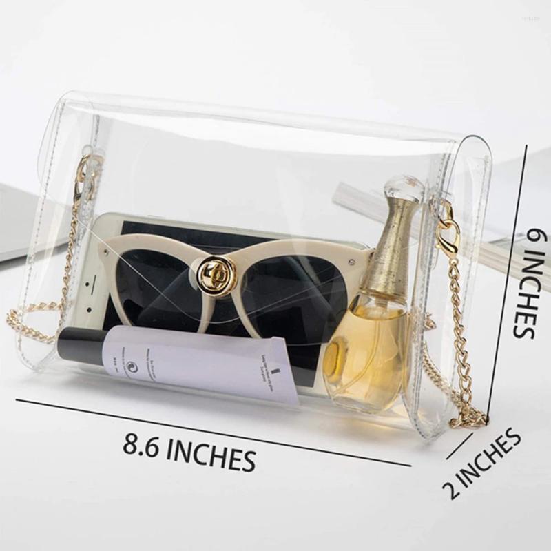 Shoulder Bags PVC Transparent Fashion Handbag Women Stadium Approved Sg Large Capacity Chain Crossbody Bag Ladies Clear Casual Satchel