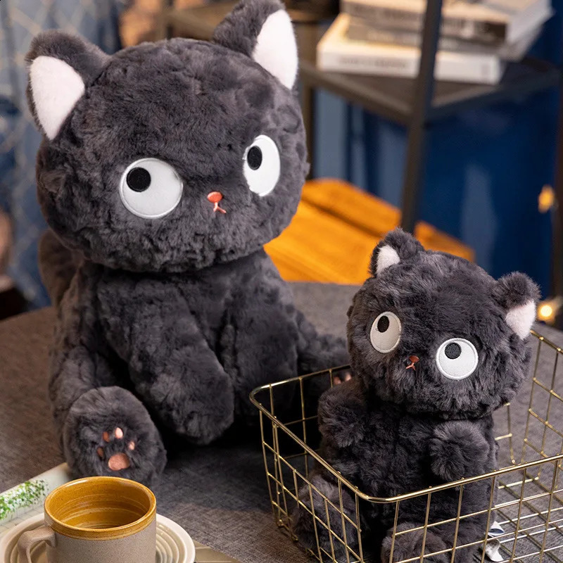 Cute Cartoon Coal Ball Small Black Cat Doll Plush Toy Cat Throw Pillow Doll Childrens Toys 240902
