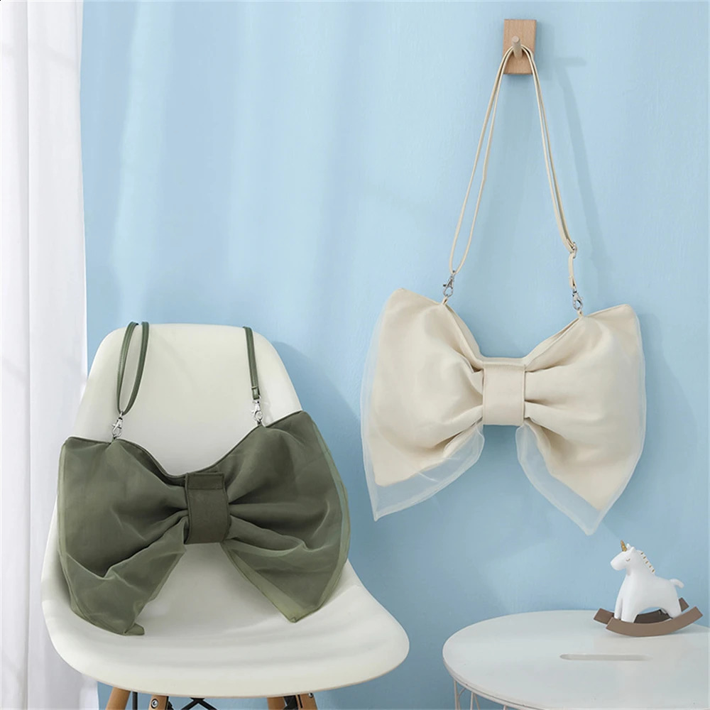 er Women Bow Tie Lace Handbags Canvas Shoulder Bag Female Large Shoulder Bags Fashion Crossbody Bags Bolsa Feminina 240906