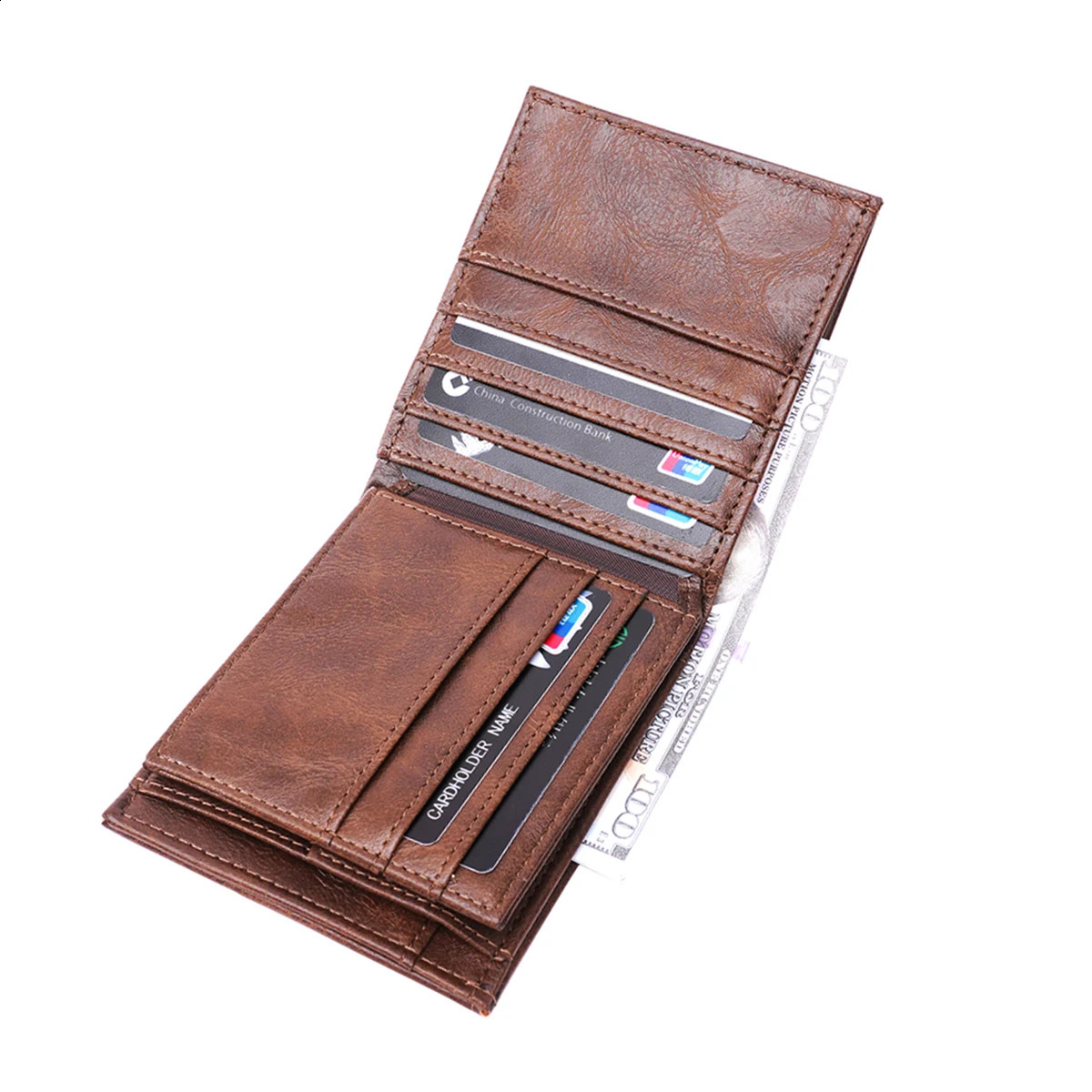 Classic mens coin wallet retro PU leather wallet mens high-quality 3-fold credit card holder wallet mens wallet 240907