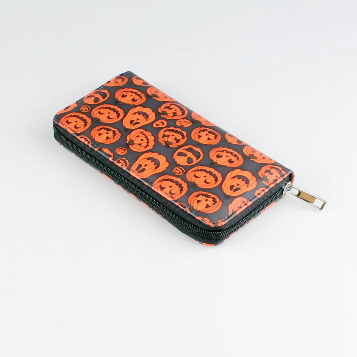 Halloween Pumpkin Print Long Wallet Zipper Around Credit Card Holder Gothic Clutch Coin Purse For Women 240907
