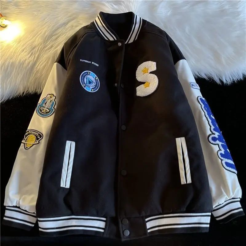 Japan Korea casual printed baseball bomber jacket mens spring and autumn INS loose college Hong Kong style student 240904