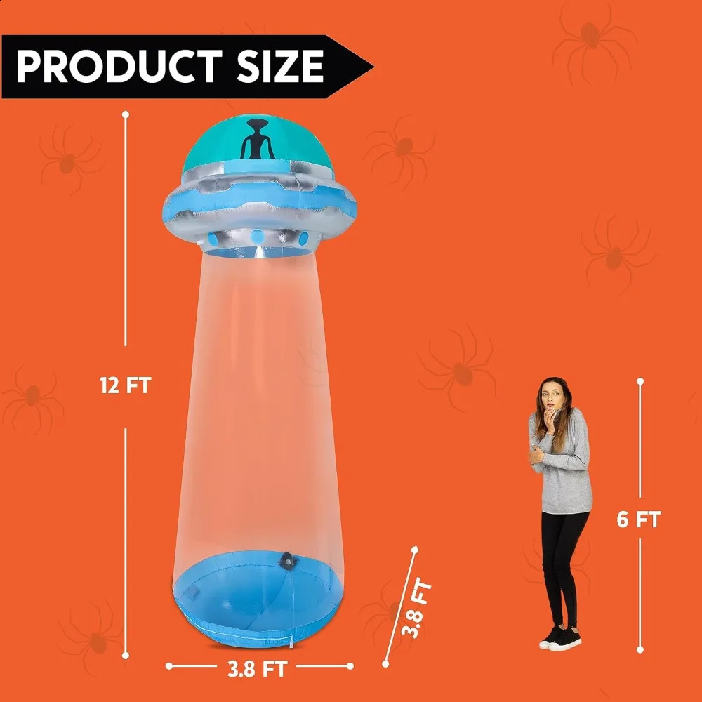 12 FT Tall Halloween Inflatables Outdoor Decorations Builtin LEDs UFO Cow Blow Up 240907
