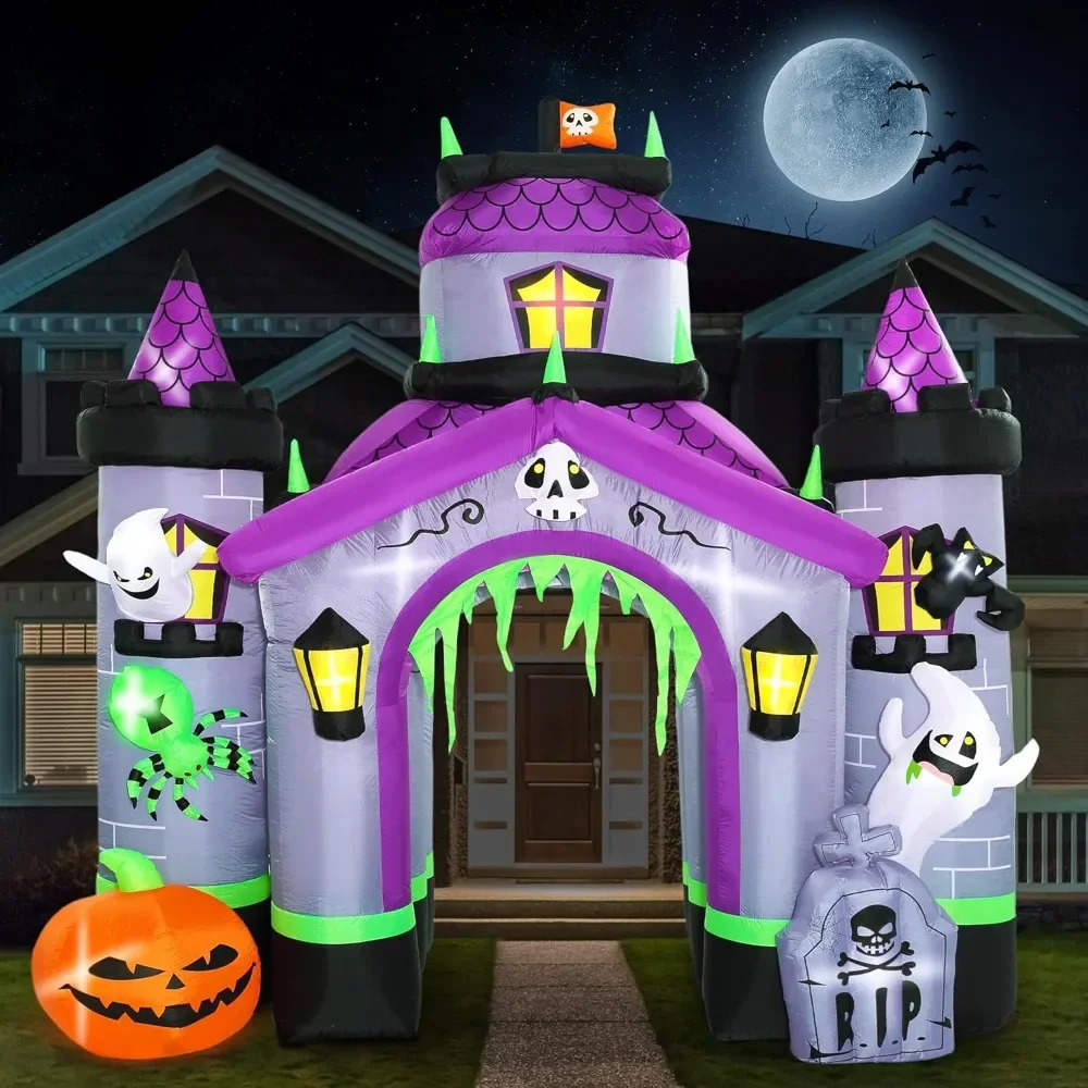 125 FT Halloween Inflatables Outdoor Decorations Haunted House Castle Archway Large 240907