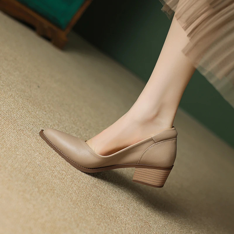 Spring Womens Pump Shallow Leather Midsole Toe Summer Womens Shoes Womens Shoes Leather Shoes 240904