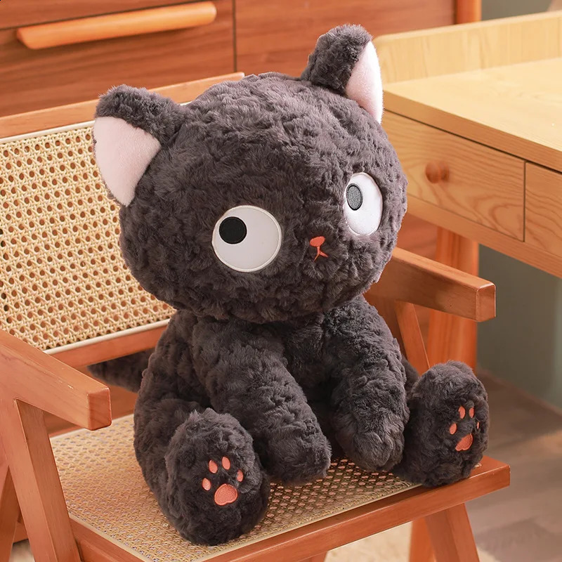 Cute Cartoon Coal Ball Small Black Cat Doll Plush Toy Cat Throw Pillow Doll Childrens Toys 240902