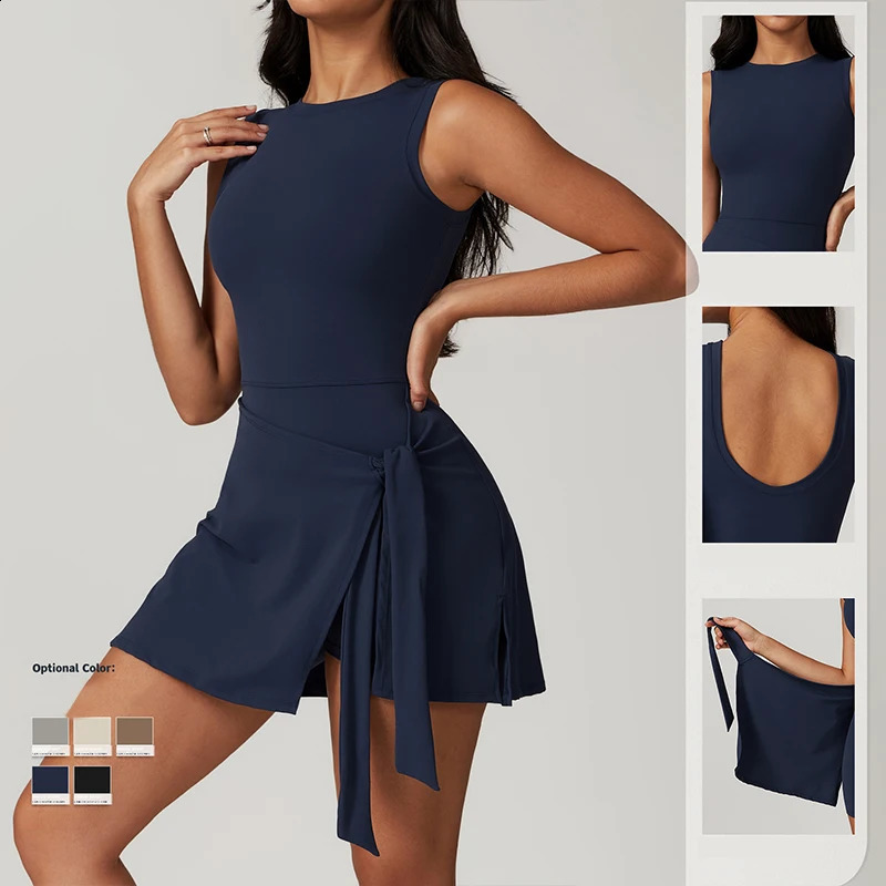 Womens Tracksuit Yoga Jumpsuits One Piece Skirt Tennis Golf Dress Sportswear Gym Set Workout Clothes Romper 240902