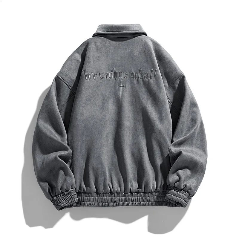 Autumn Oversize Bomber Jacket Men Letter Embroidery Baggy Coat Fashion Korean Streetwear Vintage Outerwear Tops Clothing Male 240907