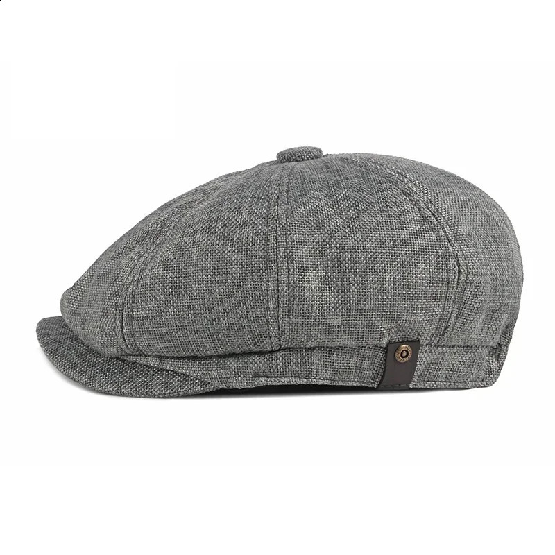 Classic linen mens beret summer breathable s boy hat Boina Hombre Gatsby hat casual womens Gorras Para Mujer flat top hat 240829