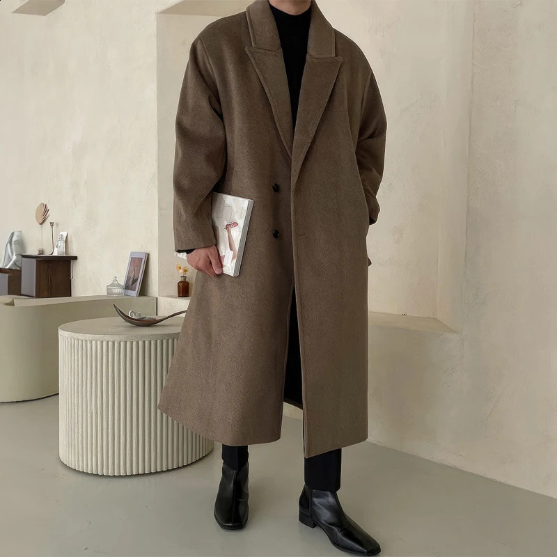 PFHQ Korean Fashion Over Knee Trench Coat Medium Long Loose 2024 Solid Color Casual Male Simple Tops 21Z6031 240904 - view 3