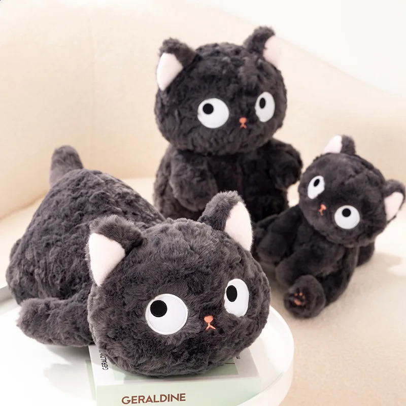 Cute Cartoon Coal Ball Small Black Cat Doll Plush Toy Cat Throw Pillow Doll Childrens Toys 240902