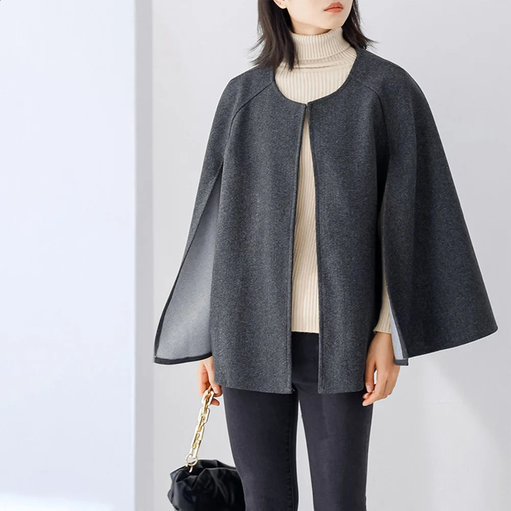 Japanese style O-neck raincoat jacket loose casual shawl jacket fashionable cardigan wool sweater for womens autumn and winter style womens cardigan j