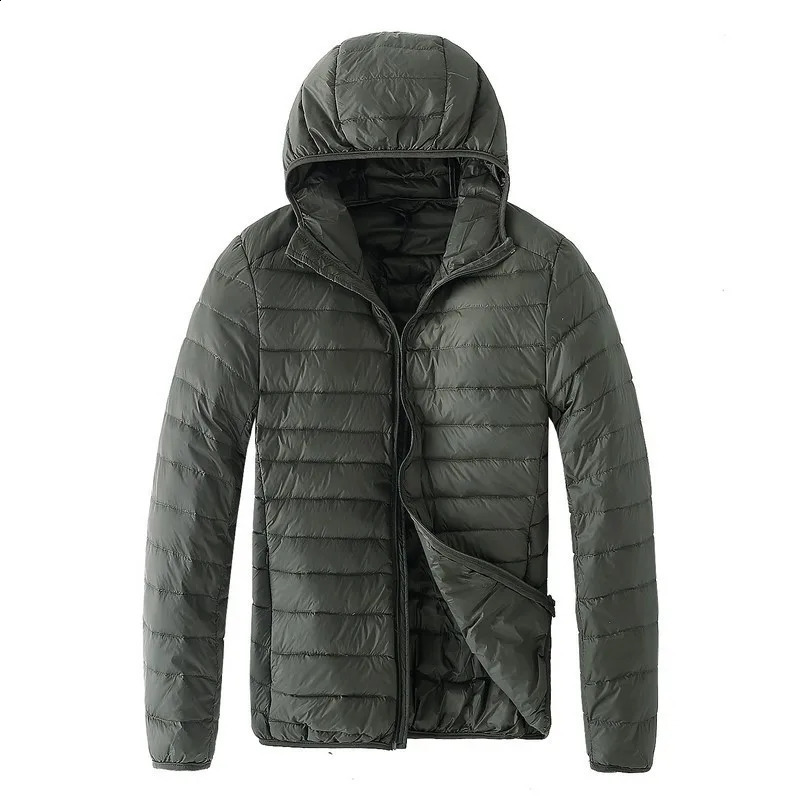 FGKKS mens casual down jacket made of pure cotton warm pure color hooded jacket high-quality mens down jacket 240930