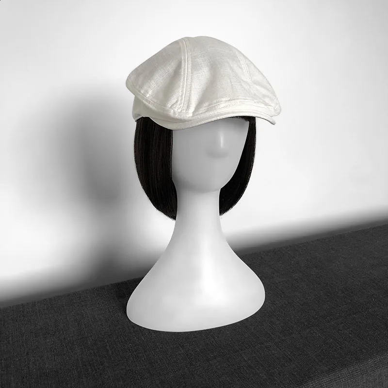 Spring and Summer Linen s Boys Hat White Breathable Beret Mens Literature Retro Hat British Hat Mens Hat 55 240905