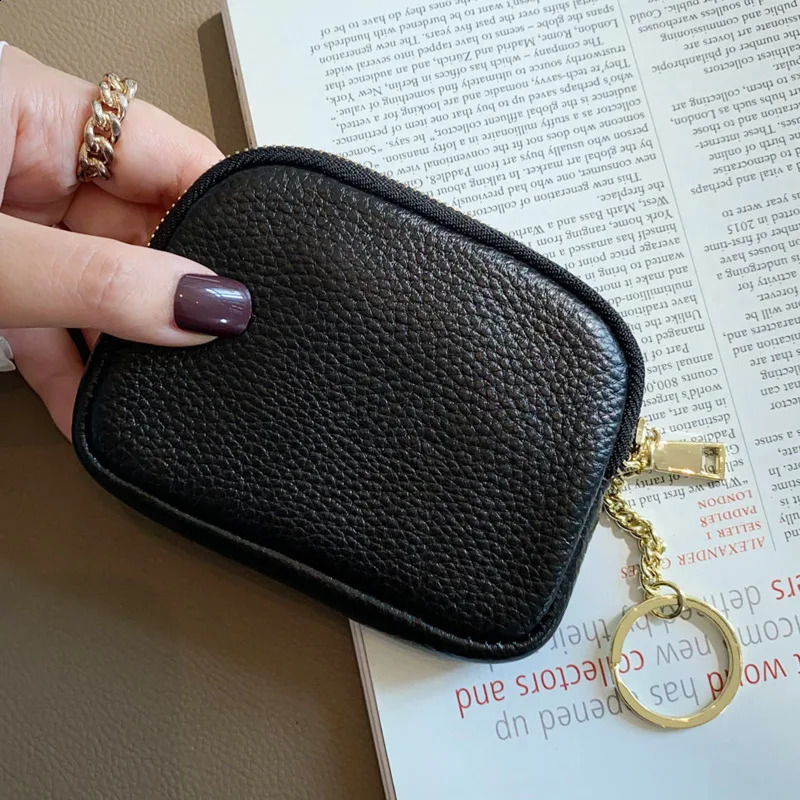 Womens clutch coin wallet fashionable and simple leather short wallet card holder organizer bag mini zipper cute money bag 240907