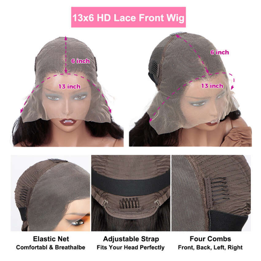 Straight Short Front 13X6 Lace Frontal Bob Wig Human Pre Plucked With Baby Side Part Remy Hair