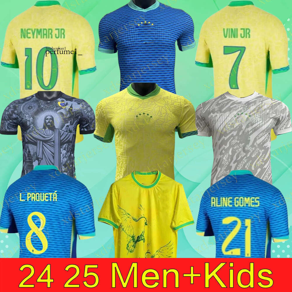2024 Brazils Soccer Jersey brasil NEYMAR VINI JR L.PAQUETA KAKA CASEMIRO G.JESUS National Team Home Away men kids kit T.SIA PELE MARCELO 22 24 Football Shirt