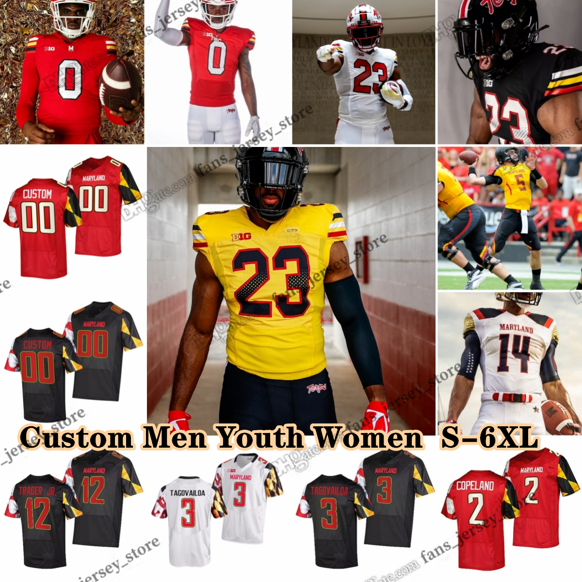 NCAA S-6XL Maryland Terrapins Football Jerseys 9 Billy Edwards Jr. 24 Roman Hemby Tai Felton Glendon Miller MJ Morris Cameron Edge Nolan Ray Custom Any Name Any Number