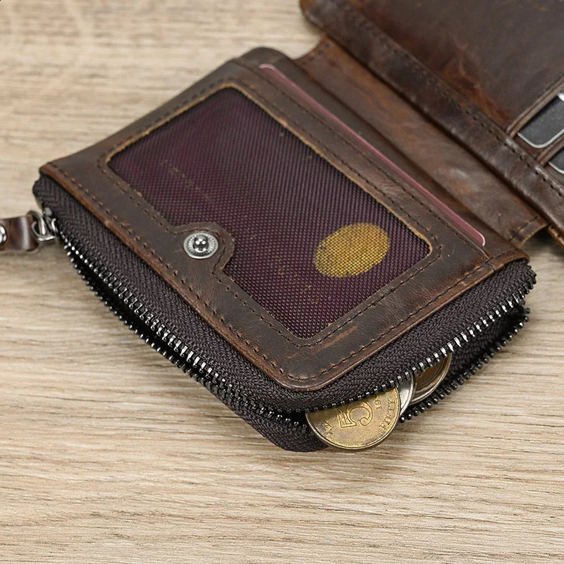 Leather mens short wallet buckle leather neutral zipper coin clutch wallet denim card holder 30% off mens wallet 240907