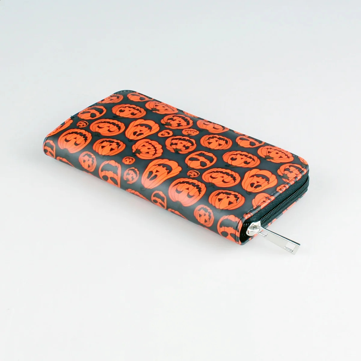Halloween Pumpkin Print Long Wallet Zipper Around Credit Card Holder Gothic Clutch Coin Purse For Women 240907