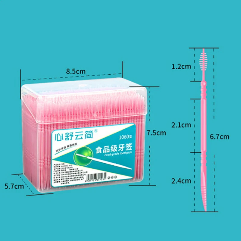 1060pcs/Bag Double-Ended Fish Bone Shaped Disposable Plastic Toothpick Dental Floss Interdental Brush Oral Cleaning Caring Tools 240905
