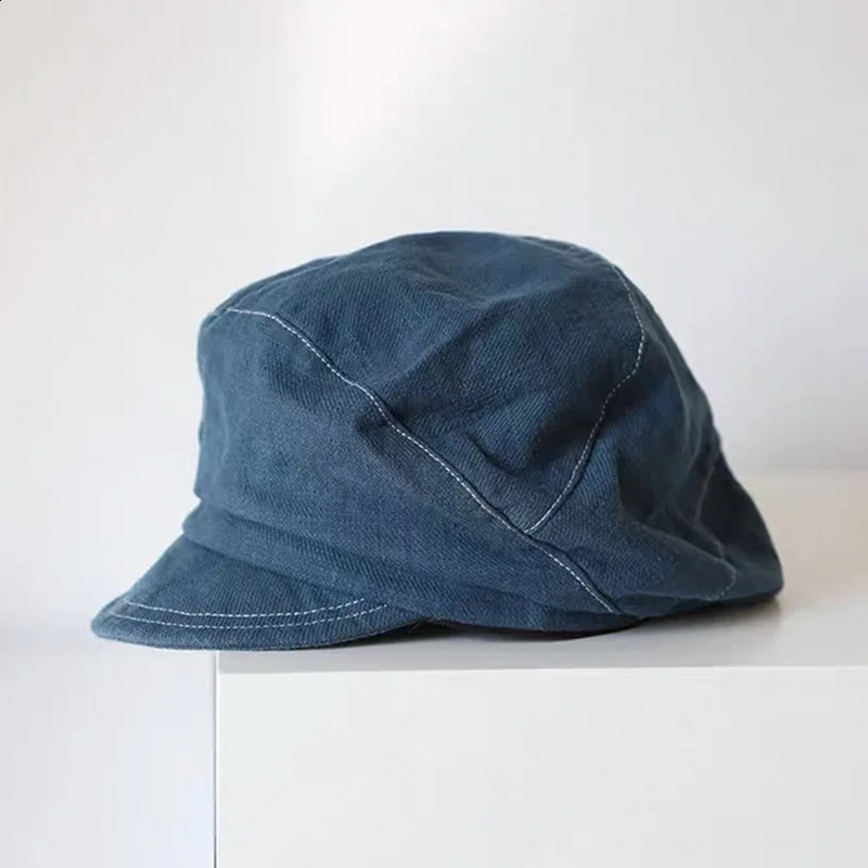 Spring and Summer Laundry Denim s Boys Hat Womens Cotton Linen Octagonal Hat British Female Painter Hat Men Boyna Beret Gorilla 240905