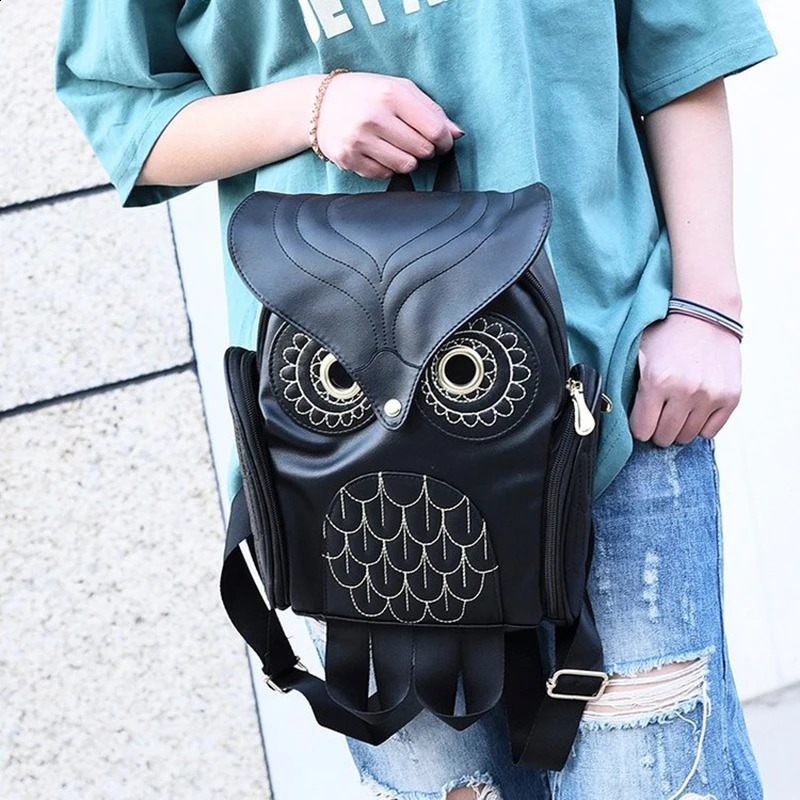 Owl Womens Bag - PU Emed Cartoon Animal Backpack for hot Travel & Everyday Use
