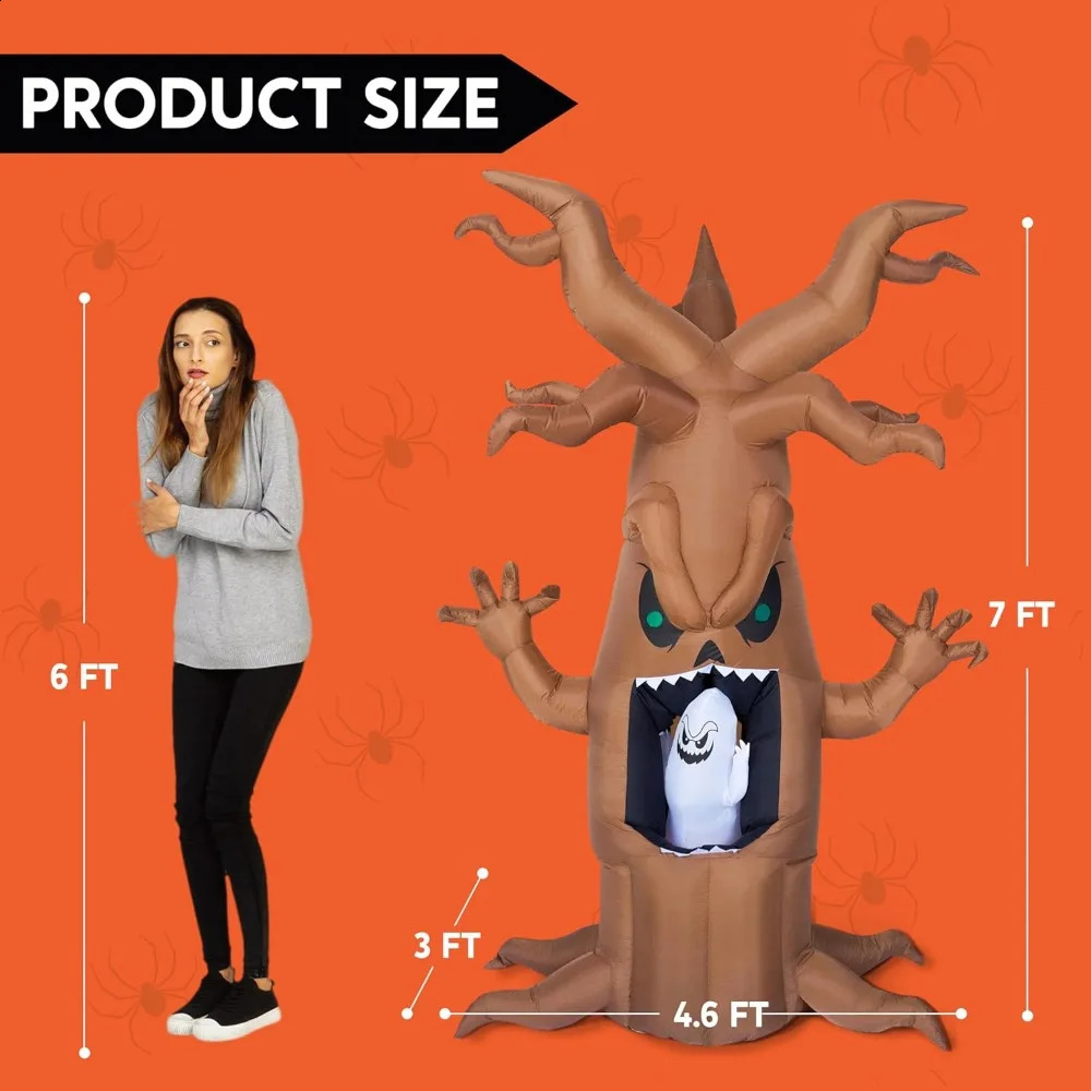 Halloween Inflatables Decorations Blow Up Yard Decoration Animated Dead Tree with Ghost Outdoor Party 240907