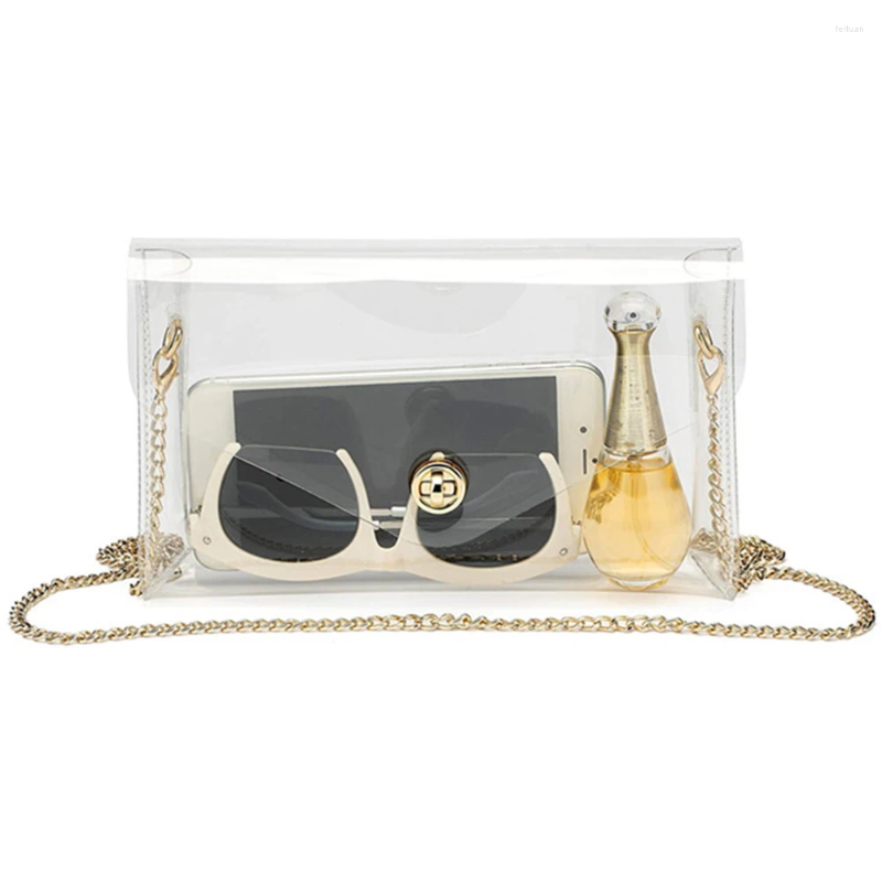 Shoulder Bags PVC Transparent Fashion Handbag Women Stadium Approved Sg Large Capacity Chain Crossbody Bag Ladies Clear Casual Satchel