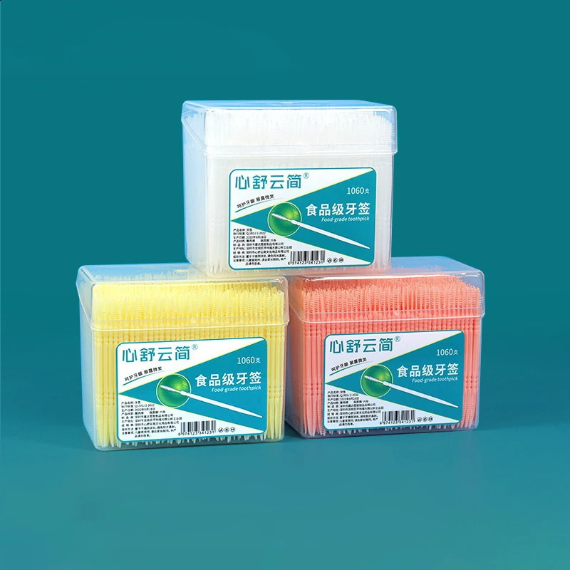 1060pcs/Bag Double-Ended Fish Bone Shaped Disposable Plastic Toothpick Dental Floss Interdental Brush Oral Cleaning Caring Tools 240905