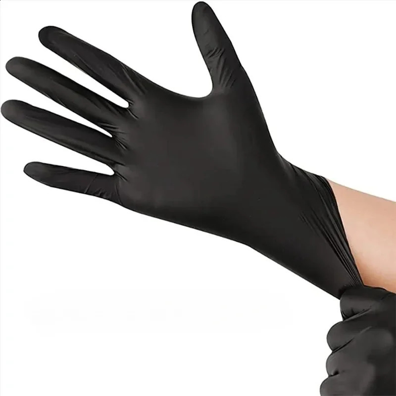 100PCS Disposable Black Nitrile Gloves Durable Latex Free for Household Kitchen Cleaning Beauty Hair Manicure Washing 240904