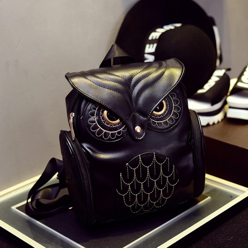 Owl Womens Bag - PU Emed Cartoon Animal Backpack for hot Travel & Everyday Use