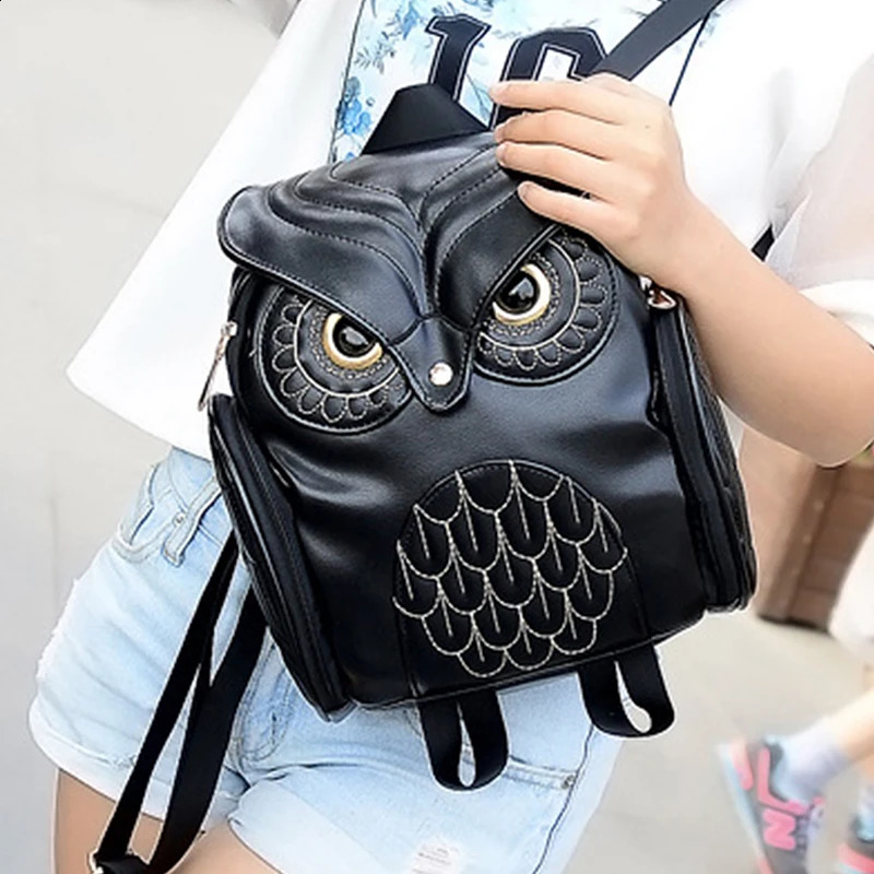 Owl Womens Bag - PU Emed Cartoon Animal Backpack for hot Travel & Everyday Use
