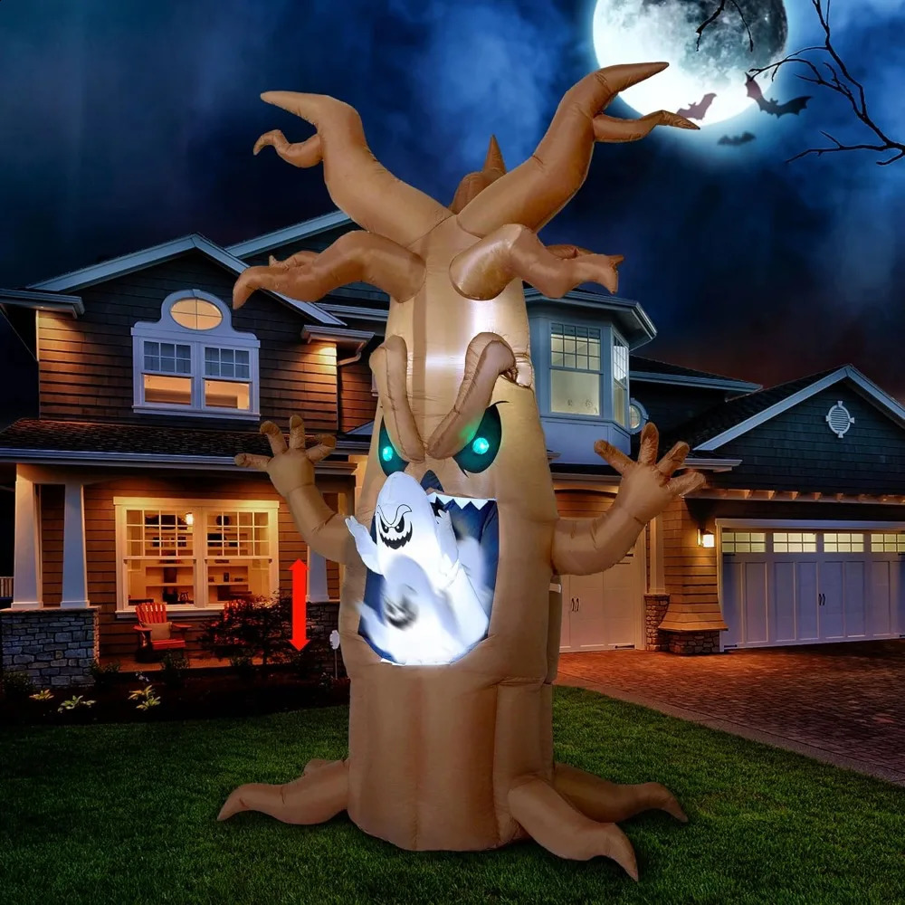Halloween Inflatables Decorations Blow Up Yard Decoration Animated Dead Tree with Ghost Outdoor Party 240907