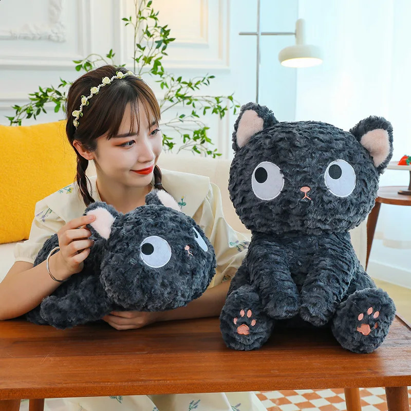 Cute Cartoon Coal Ball Small Black Cat Doll Plush Toy Cat Throw Pillow Doll Childrens Toys 240902
