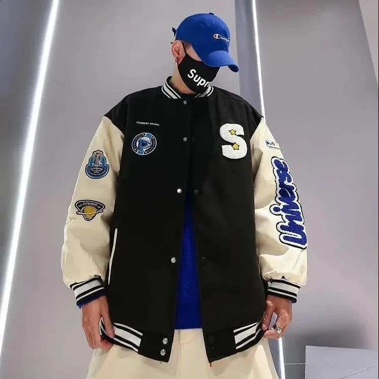 Japan Korea casual printed baseball bomber jacket mens spring and autumn INS loose college Hong Kong style student 240904