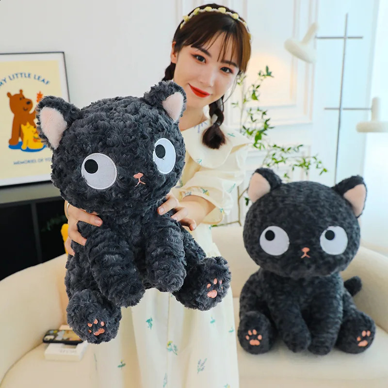 Cute Cartoon Coal Ball Small Black Cat Doll Plush Toy Cat Throw Pillow Doll Childrens Toys 240902