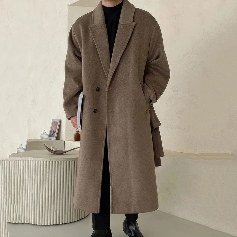 PFHQ Korean Fashion Over Knee Trench Coat Medium Long Loose 2024 Solid Color Casual Male Simple Tops 21Z6031 240904 - view 7